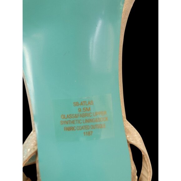 Betsey Johnson SB Adde Champagne Rhinestone Heel Sandals 9.5M Glass & Fabric - Picture 5 of 6